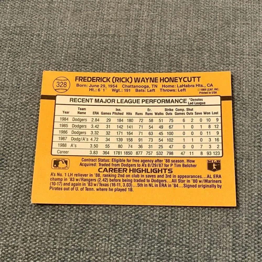 1989 Donruss Oakland A's Baseball Card Trading Card